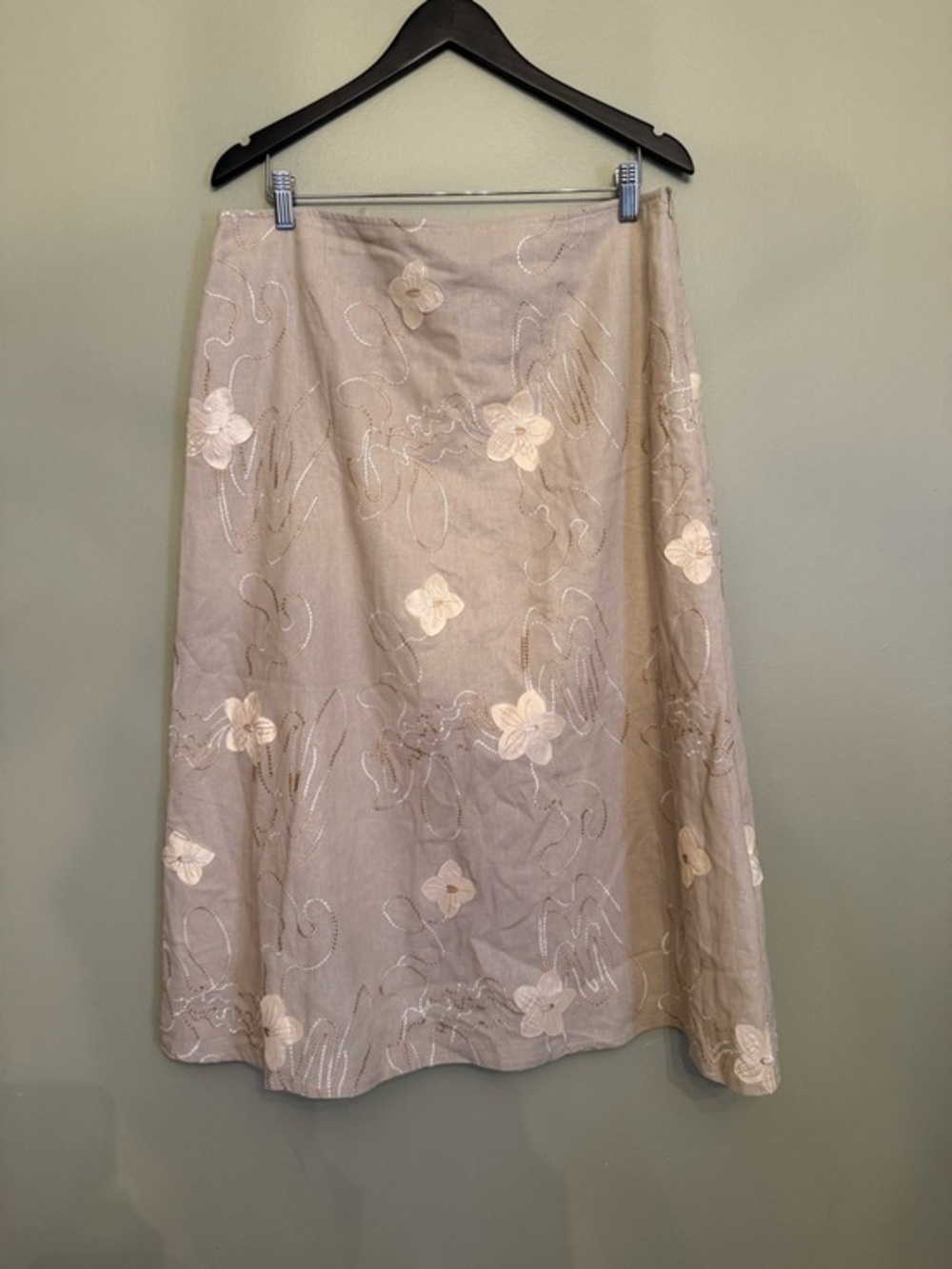 Vintage Robert Kitchen Linen Blend Embroidered Maxi Skirt - Size 14